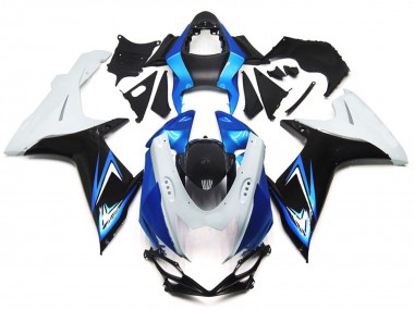 11-24 Light Blue and Gloss White Style with Black GSXR 600-750 Fairings