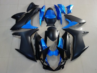 11-24 Matte Black & Bright Blue GSXR 600-750 Fairings