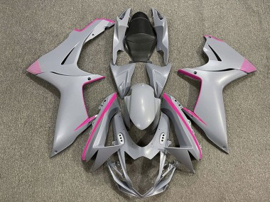 11-24 Matte Nardo Grey & Pink Accents GSXR 600-750 Fairings