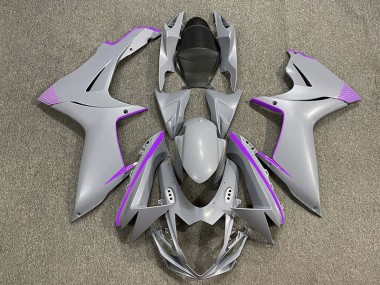 11-24 Matte Nardo Grey & Purple Accents GSXR 600-750 Fairings