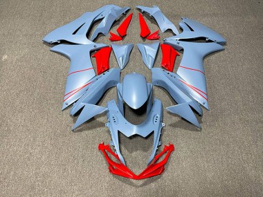 11-24 Matte Sky Blue & Red GSXR 600-750 Fairings