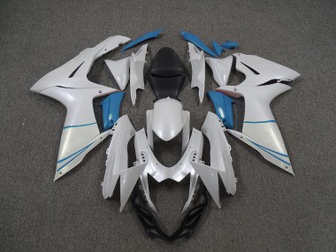 11-24 Pearl White and Light Blue GSXR 600-750 Fairings