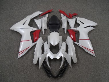 11-24 Pearl White and Red GSXR 600-750 Fairings