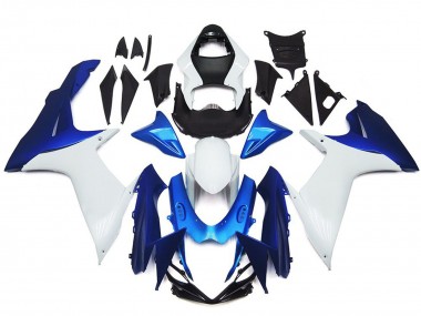 11-24 Plain White and Blue Style Kit GSXR 600-750 Fairings