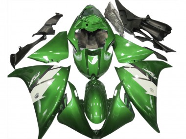 12-14 Gloss Green & White R1 Fairings