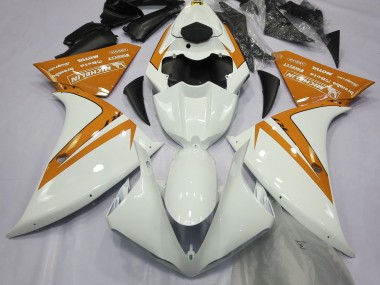 12-14 Gloss White and Orange R1 Fairings