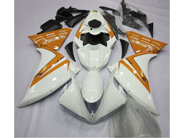 12-14 Gloss White and Orange R1 Fairings