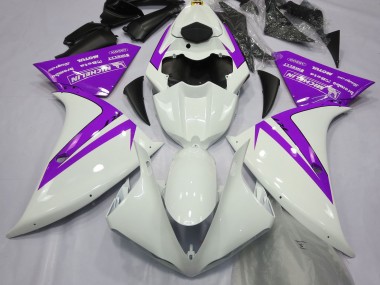 12-14 Gloss White and Purple R1 Fairings