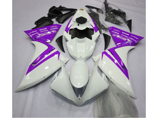 12-14 Gloss White and Purple R1 Fairings