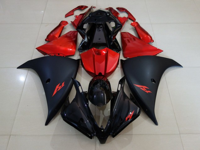 12-14 Matte Black and Fire Red R1 Fairings