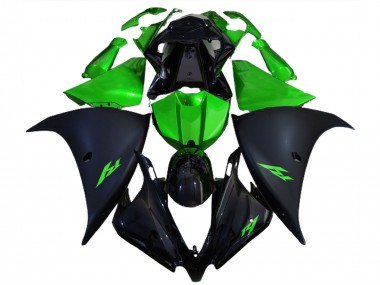 12-14 Matte Black and Green R1 Fairings