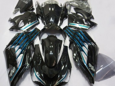 12-21 Gloss Black & Light Blue ZX14R Fairings