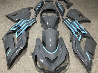 12-21 Gloss Grey & Light Blue ZX14R Fairings