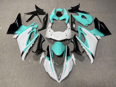 13-16 Gloss White and Teal Daytona 675 Fairings