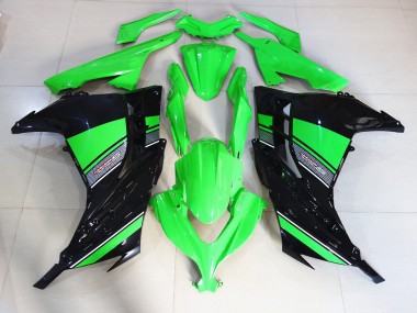 13-18 Black and Green Gloss Ninja 300 Fairings