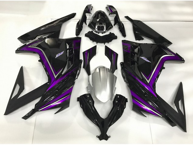 13-18 Gloss Black & Purple Ninja 300 Fairings