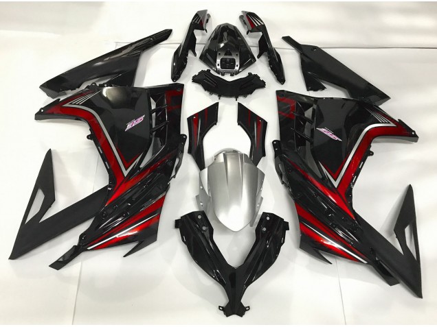 13-18 Gloss Black & Red Ninja 300 Fairings