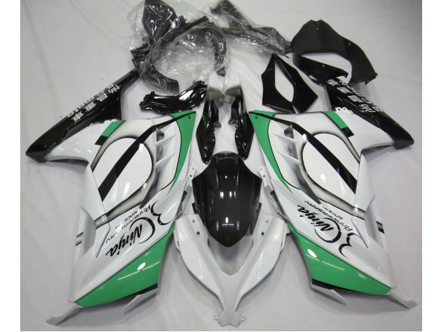 13-18 Gloss White and Green Ninja 300 Fairings