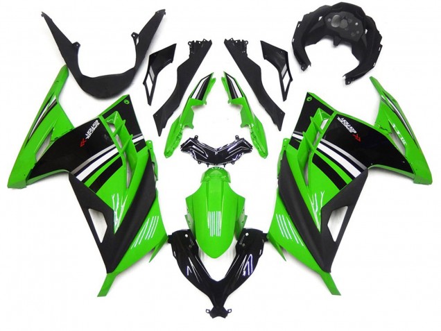 13-18 Green Black and White Gloss Ninja 300 Fairings