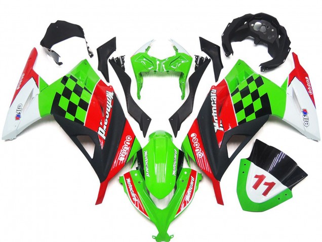 13-18 Red and Black Check Gloss Ninja 300 Fairings