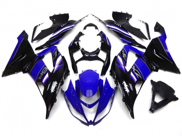 13-18 Vibrant Deep Blue and Black ZX6R Fairings