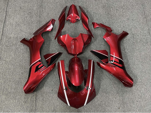 15-19 Deep Red & Black and White Accents R1 Fairings