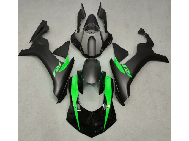 15-19 Matte Black & Green R1 Fairings