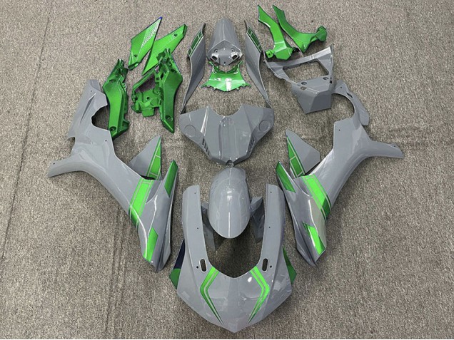 15-19 Nardo Grey & Green Accents R1 Fairings