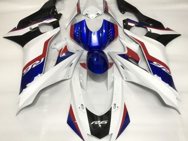 17-21 Gloss White and Deep Blue R6 Fairings