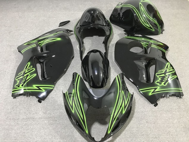 97-07 Black & Green Lightning GSXR 1300 Hayabusa Fairings