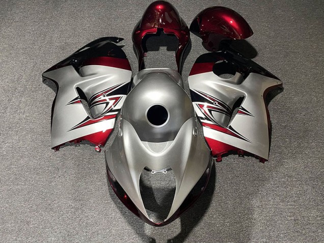 97-07 Gloss Silver and Candy Red GSXR 1300 Hayabusa Fairings