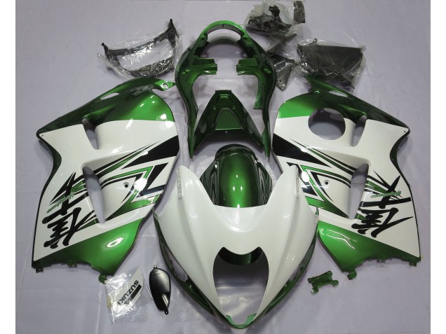 97-07 Gloss White & Green GSXR 1300 Hayabusa Fairings