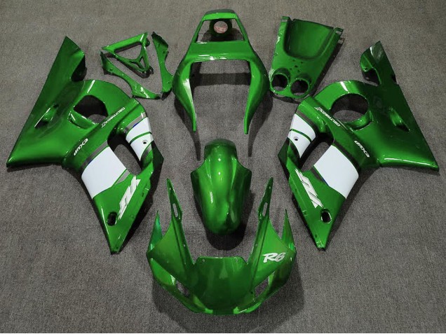 98-02 Deep Green & White R6 Fairings