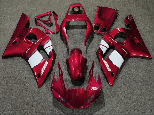 98-02 Deep Red & White R6 Fairings